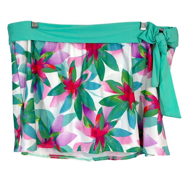 NWT Alex Marie Tropic Floral Tie Skirted Bikini Bottom Size 14 - Picture 2 of 14